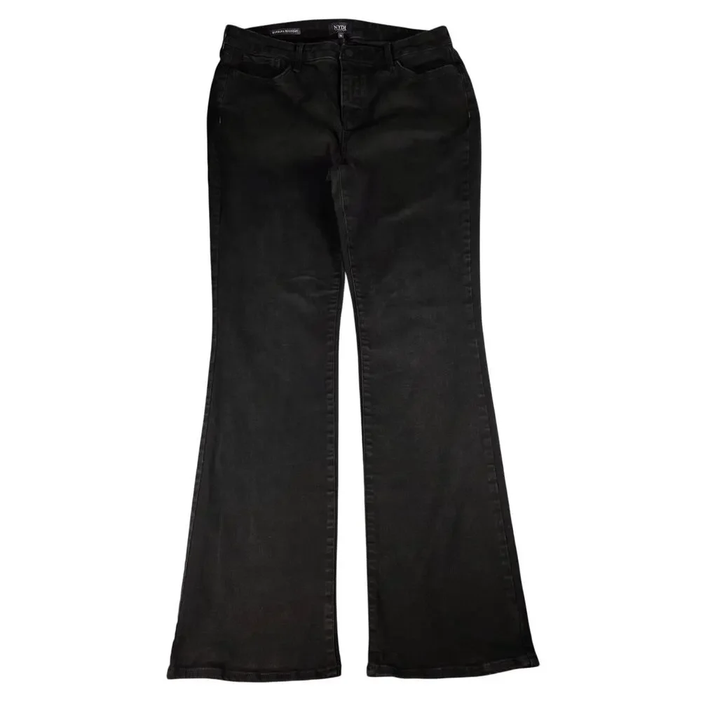 NYDJ Barbara Bootcut Jeans Womens 14 Black Lift Tuck Stretch